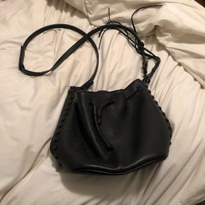 Rebecca Minkoff black leather bucket bag